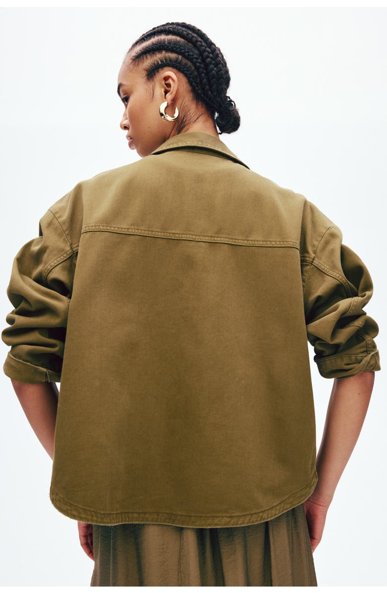 H&M Twill Shacket, Alternate, color, Dark Khaki Green