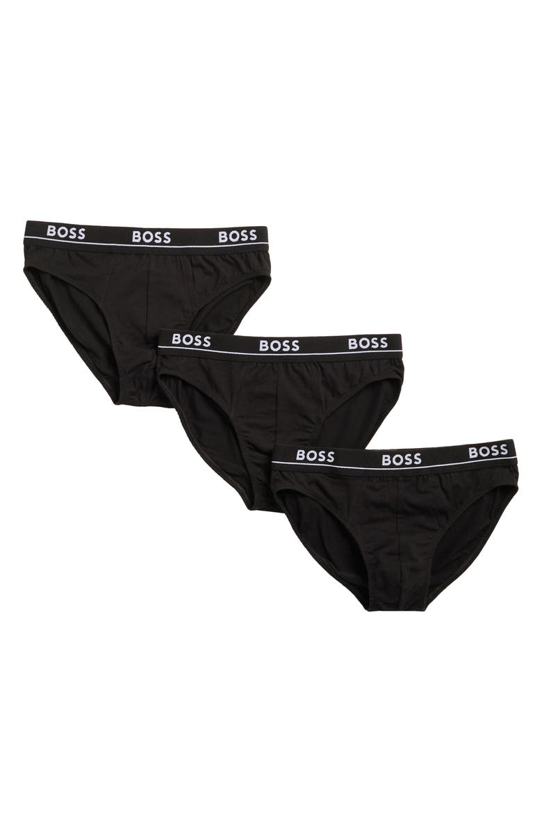 BOSS 3-Pack Stretch Cotton Boxer Briefs, Main, color, Black