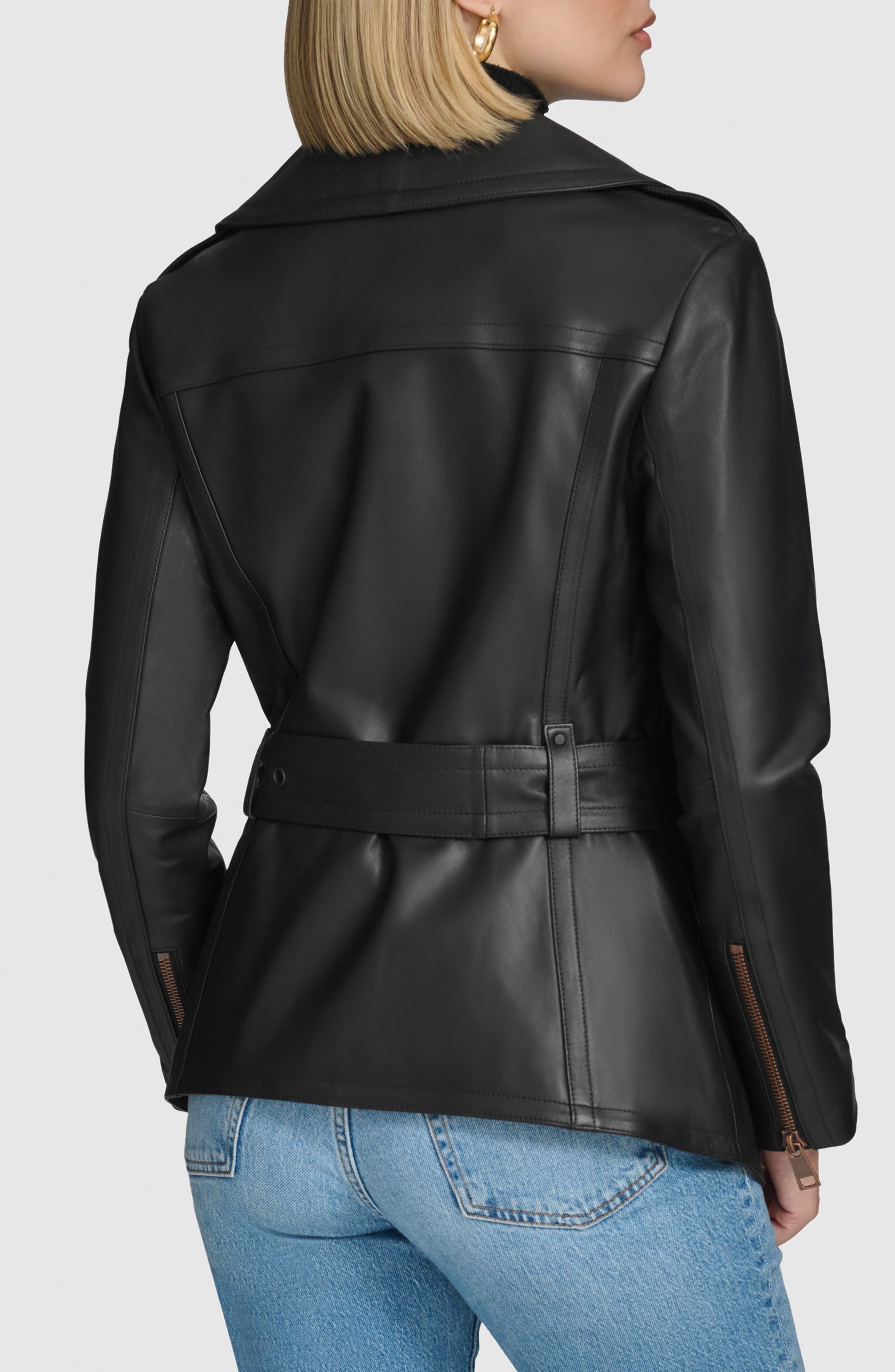 Delphine Belted Leather Jacket - image 2