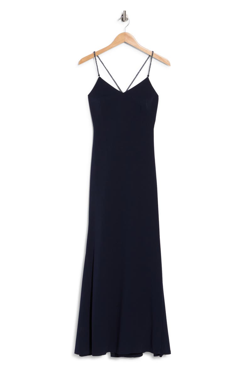 Bead Trim Maxi Dress, Main, color, NAVY