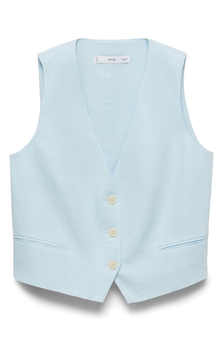 MANGO Linen Vest, Alternate, color, Sky Blue