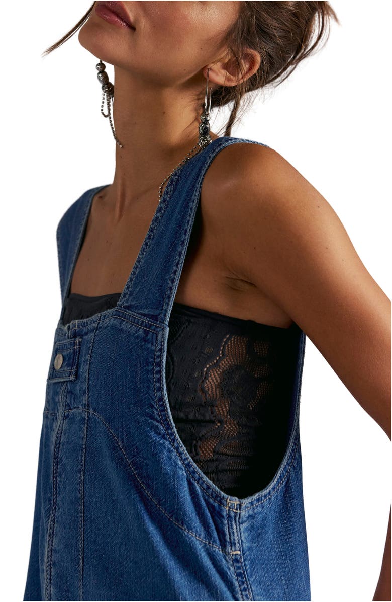 Free People Jude Cotton Shortalls, Alternate, color, Mid Indigo