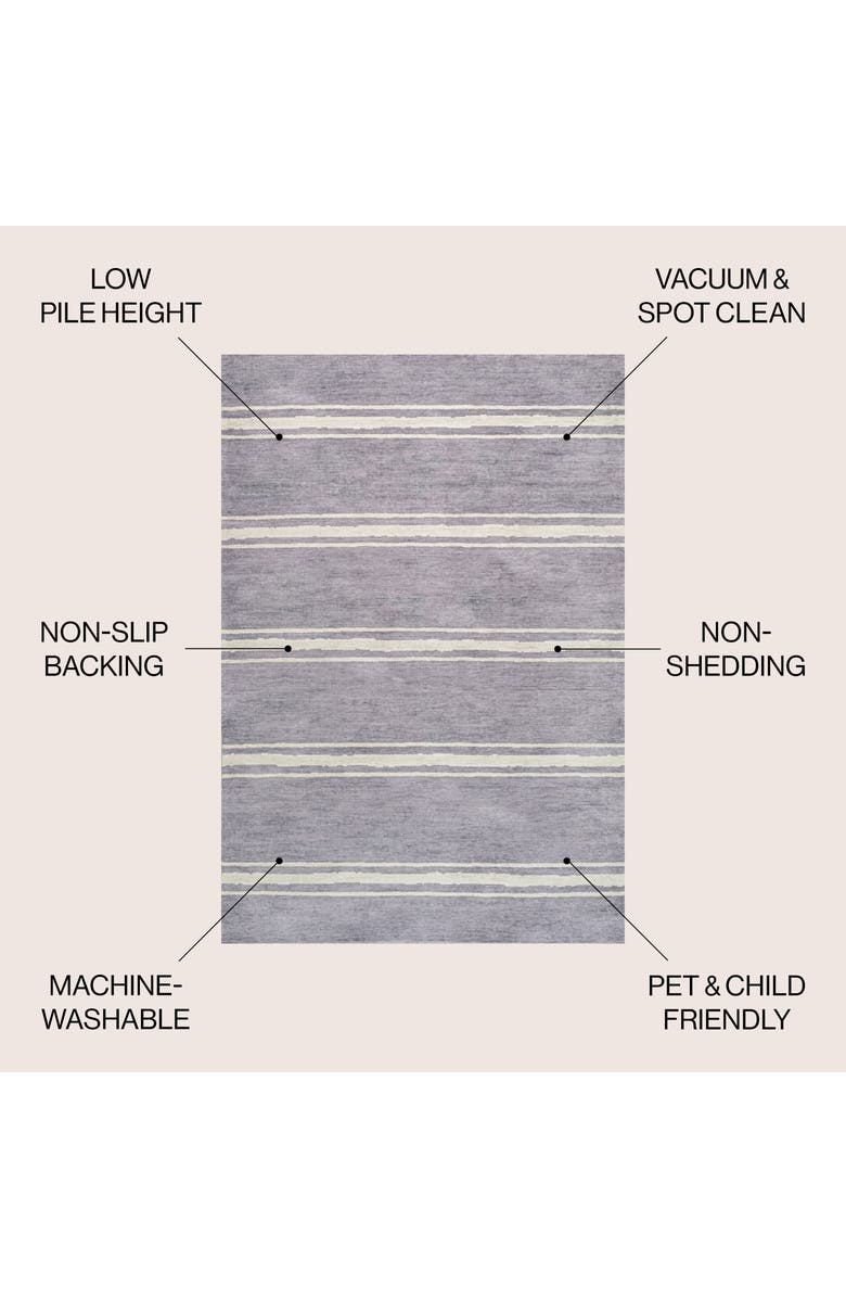 JONATHAN Y Bande Distressed Ticking Stripe Machine-Washable Area Rug, Alternate, color, Lavender/Ivory
