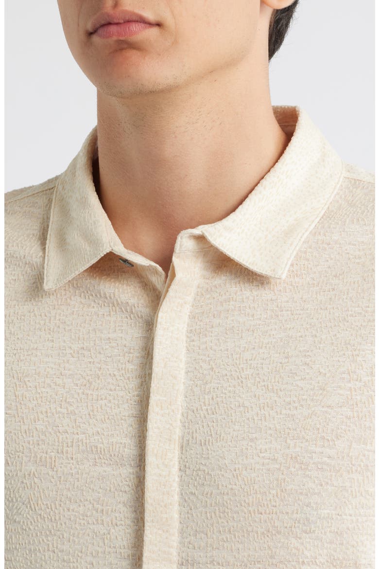 Carrilho Regular Fit Knit Linen Button-Up Shirt, Alternate, color, MARBLE