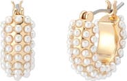 AllSaints Faux Pearl Huggie Hoop Earrings