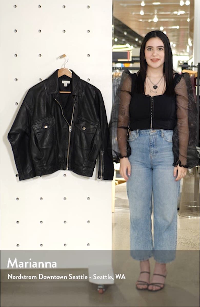 Oversize Leather Biker Jacket, sales video thumbnail