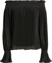 KOBI HALPERIN Elizabeth Plissé Off the Shoulder Top