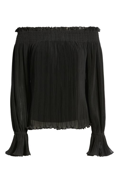 Kobi Halperin Elizabeth Plissé Off The Shoulder Top In Black