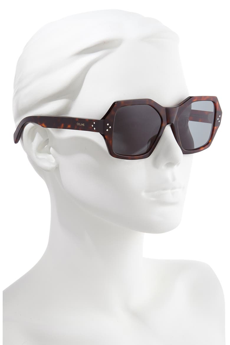 55mm Square Sunglasses, Alternate, color, DARK HAVANA/ GREEN
