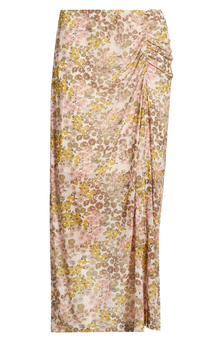CITY BLUES Ruched Floral Midi Skirt, Alternate, color, Dijon/ Conch