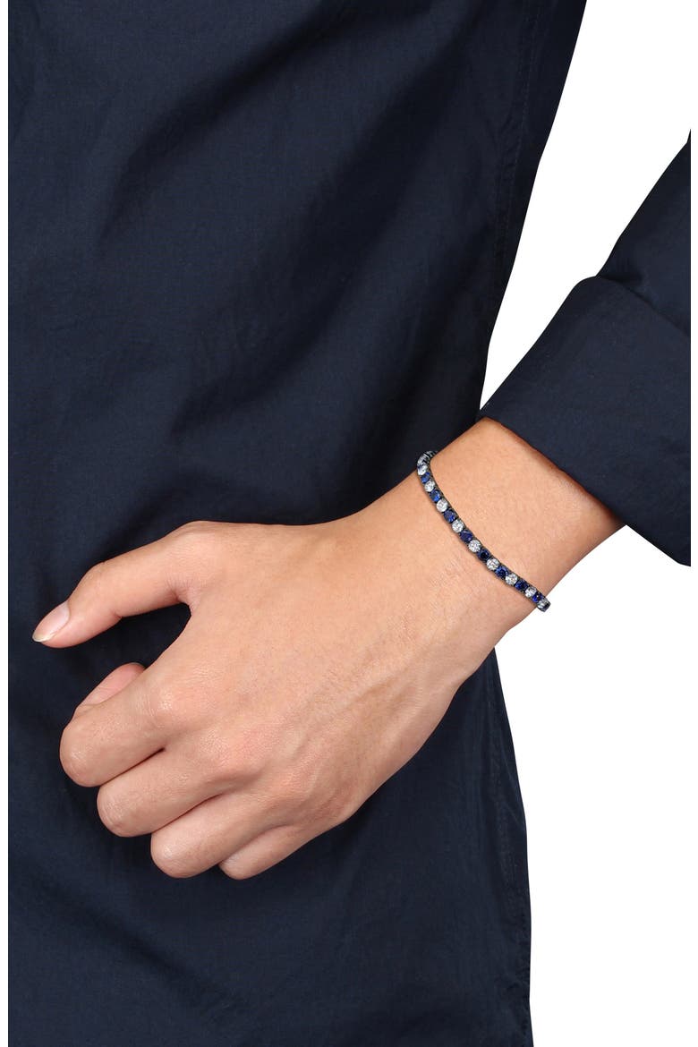 Men's Lab Grown Blue & White Sapphire Tennis Bracelet, Alternate, color, BLUE