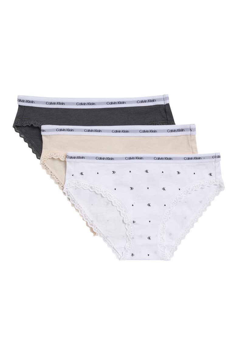 Kids' 3-Pack Lace Trim Bikini Briefs, Main, color, BK TINY HEART