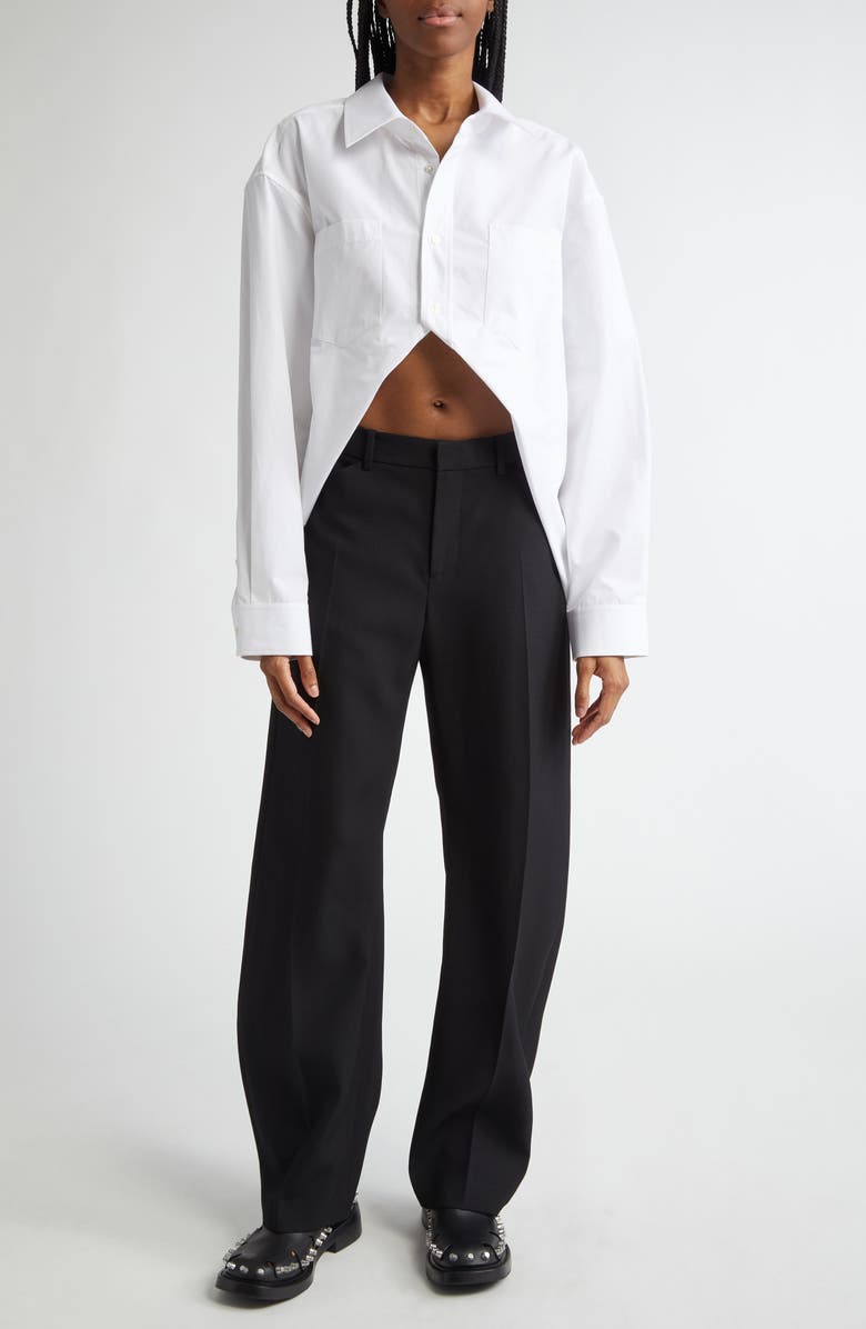 Alexander Wang Split Front Oversize Cotton Poplin Button-Up Shirt, Alternate, color, 