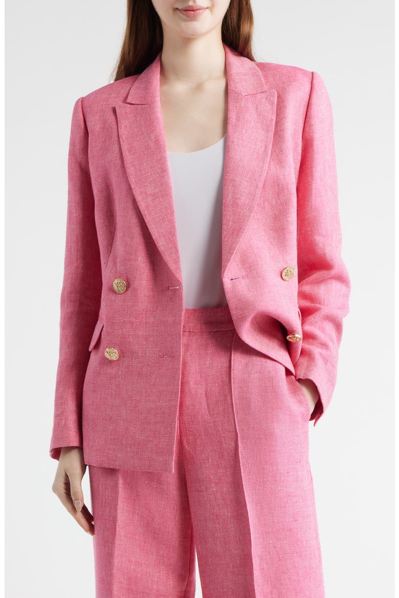 The Kenna Double Breasted Linen Blazer, Main, color, PLUM ROSE