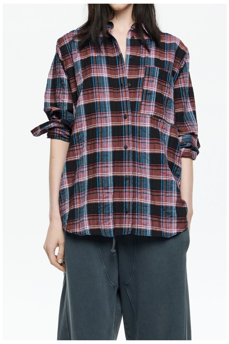 Checked Textured Shirt, Main, color, RED