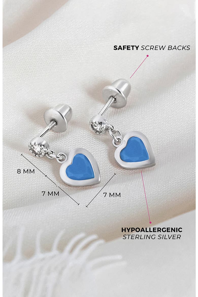 Turquoise Heart Dangle Girl Earrings, Alternate, color, Aqua Blue
