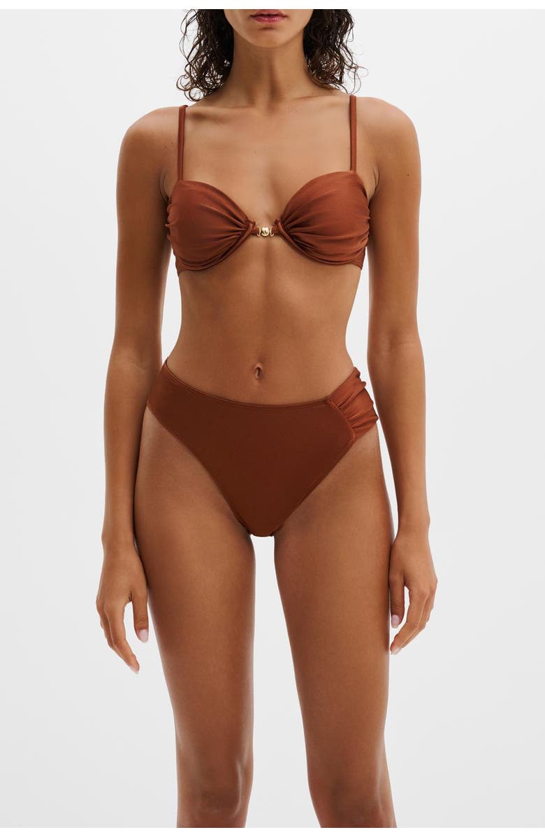 Malina Tovere Draped Bikini Top, Alternate, color, Rust