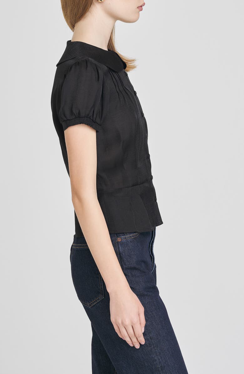 WAYF Kit Puff Sleeve Semisheer Peplum Top, Alternate, color, Black