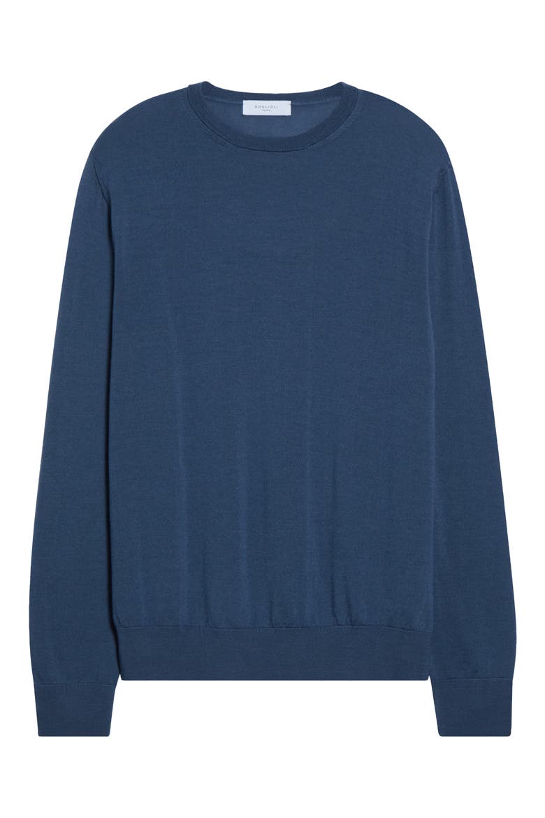 Solid Wool Crewneck Sweater, Main, color, BLUE