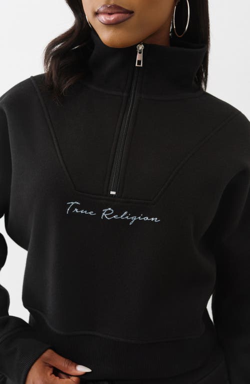True Religion Script Logo 1/4 Zip Pullover In Black