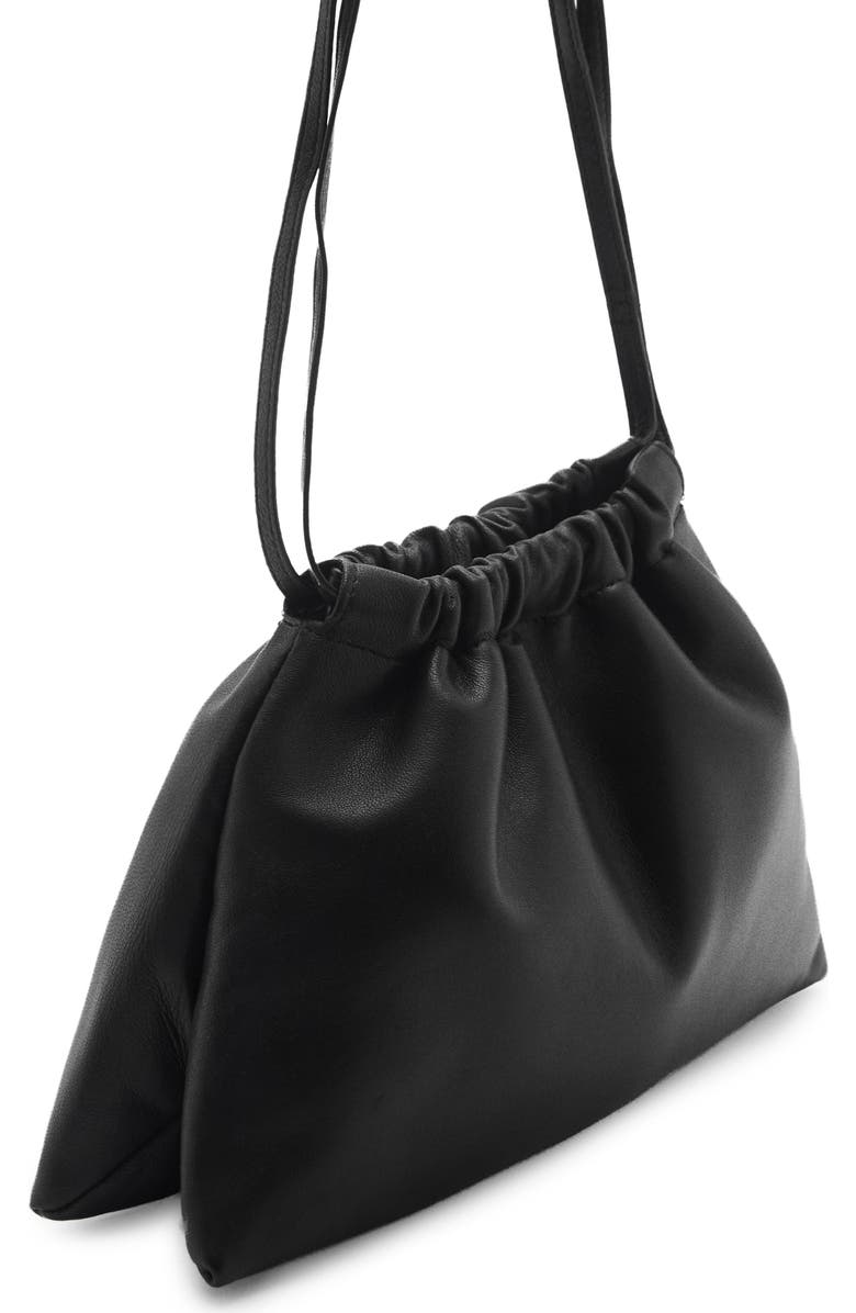 MANGO Mini Gathered Leather Shopper Bag, Alternate, color,