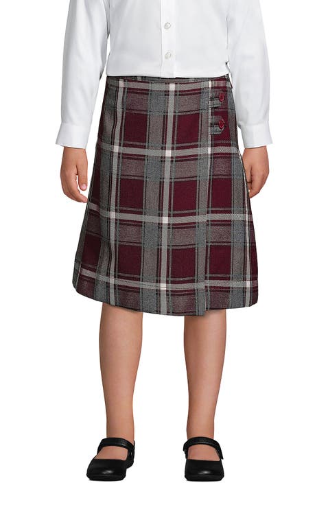 School Uniform Girls Plaid A-line Skirt Below the Knee