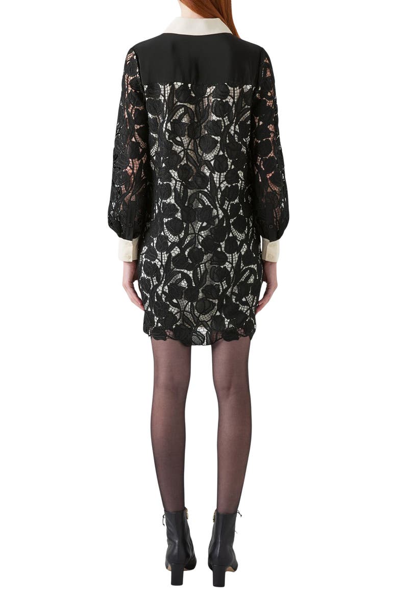 Yvette Lace Shirtdress, Alternate, color, BLACK CREAM