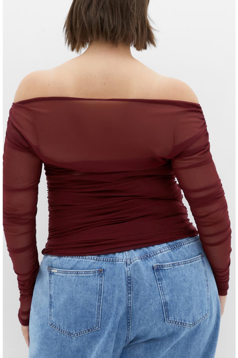Anastasia Long Sleeve Mesh Top, Alternate, color, CHOCOLATE CHERRY