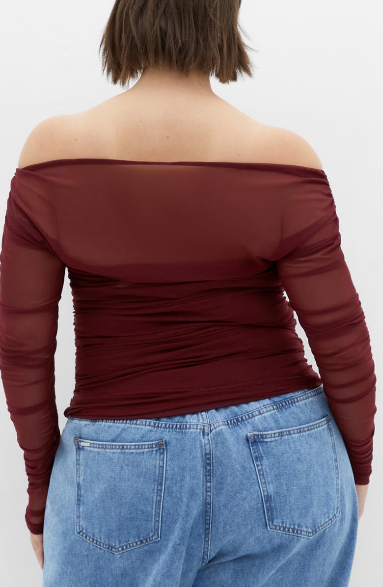 City Chic Anastasia Long Sleeve Mesh Top, Alternate, color, Chocolate Cherry
