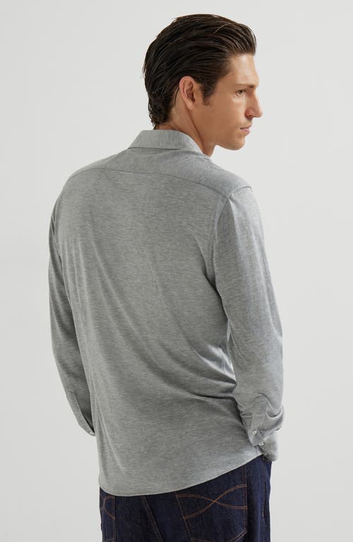 Brunello Cucinelli Silk-cotton Button-up Shirt In Gray