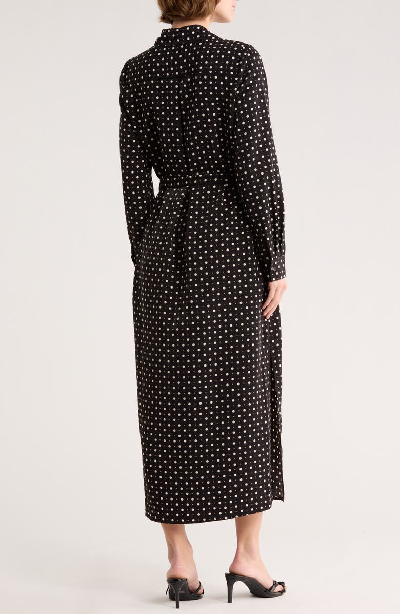 NORDSTROM RACK Tie Waist Shirtdress, Alternate, color, Black- Ivory French Dot