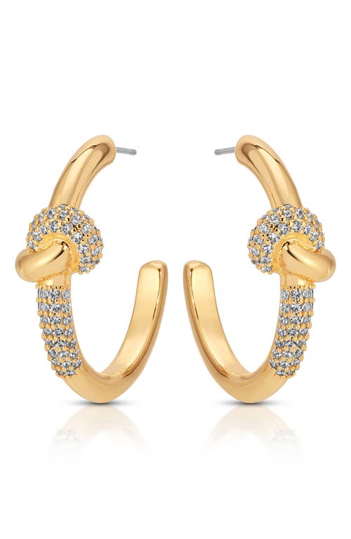 Ettika Knot Pavé Hoop Earrings In Gold