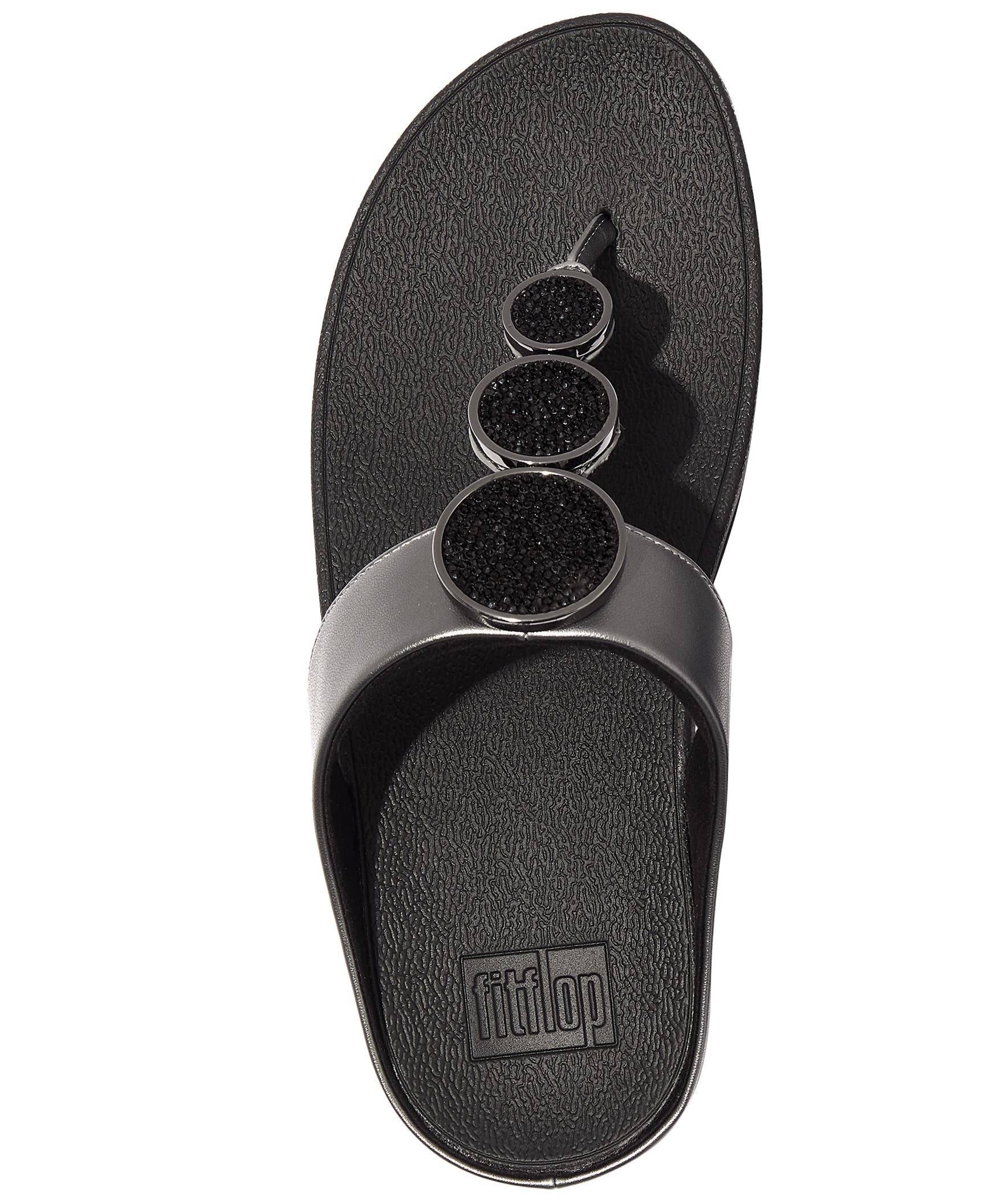 FitFlop Halo Bead Circle Met Sandal, Alternate, color, Pewter Black