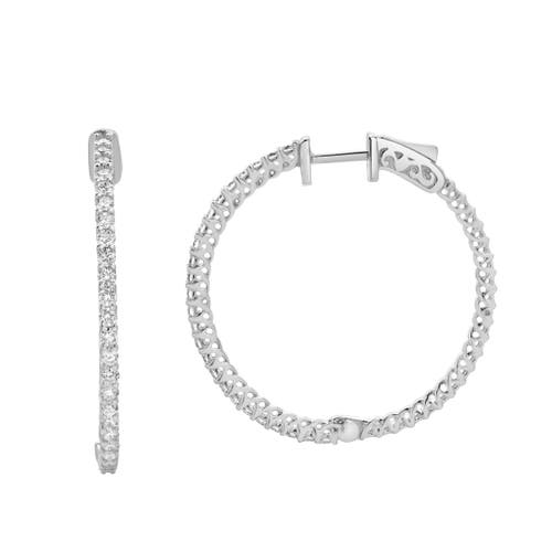 Luvmyjewelry Sepharna 14k Gold Diamond Hoop Earrings In 14k White Gold