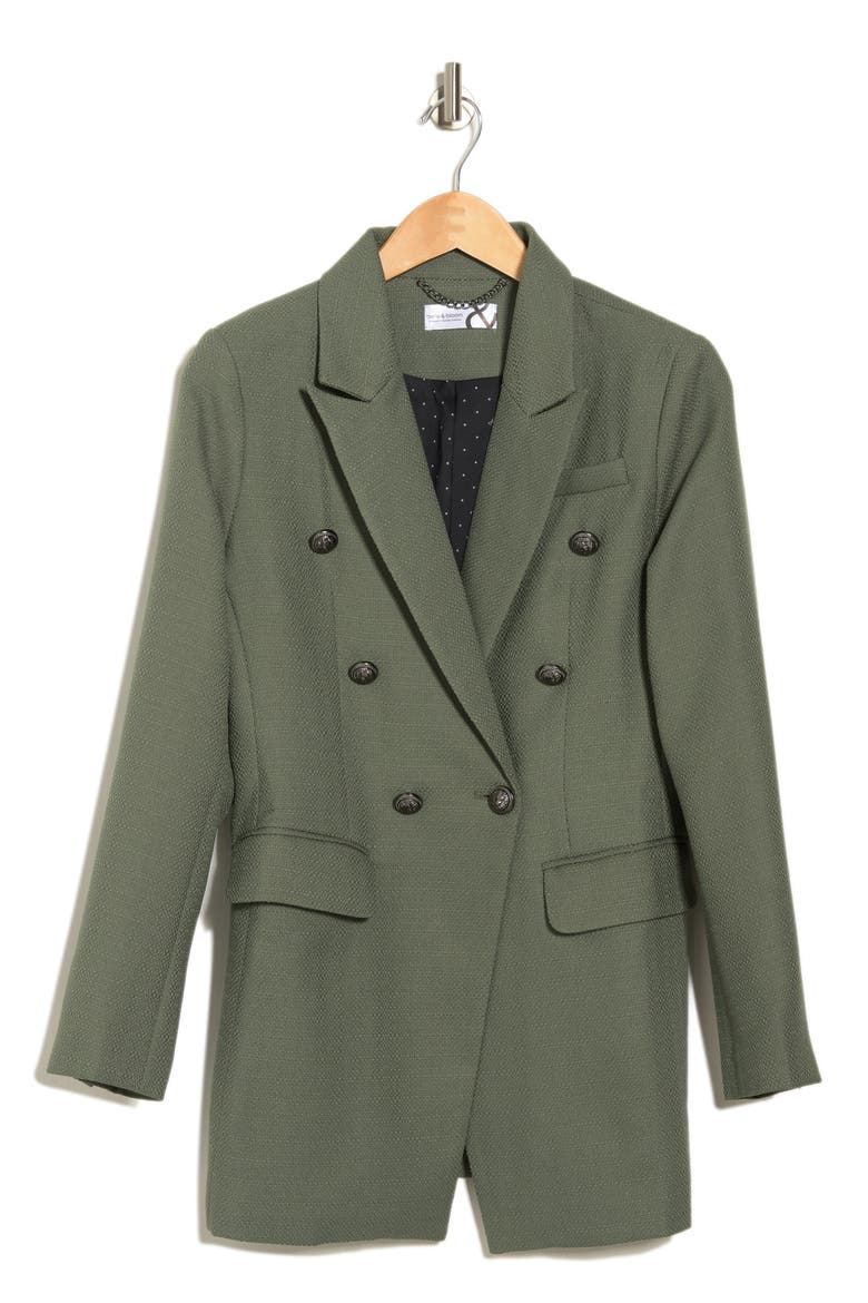 Princess Polly Textured Double-Breasted Blazer, Alternate, color, MILITARY