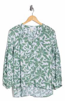 Caslon® Long Sleeve Printed Popover Top