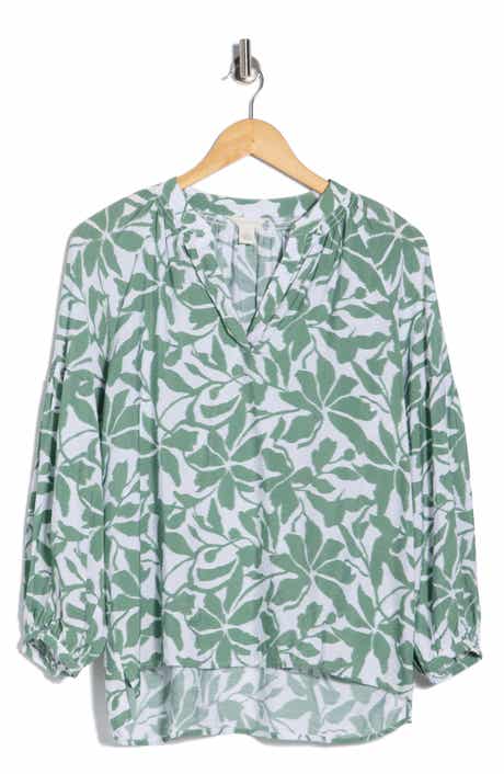 Caslon® Long Sleeve Printed Popover Top