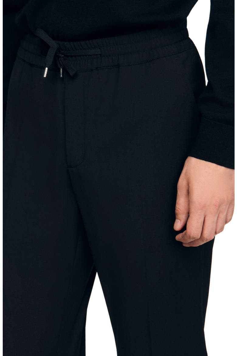 Elasticated straight-leg trousers, Alternate, color, Black