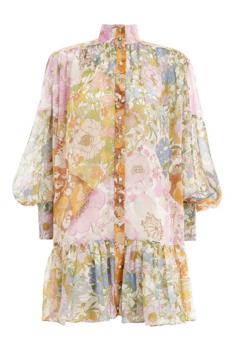 Super Eight Floral Print Long Sleeve Lantern Minidress, Alternate, color, MIXED FLORAL