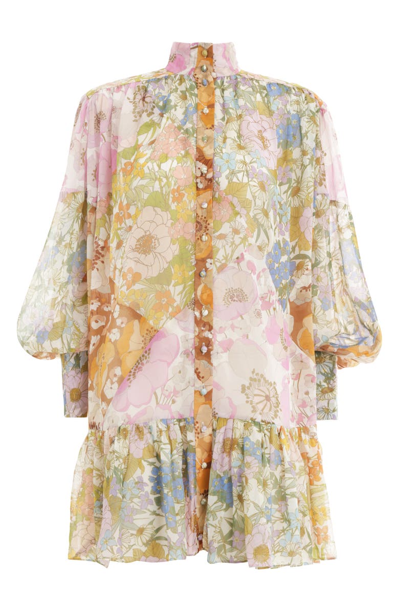 Zimmermann Super Eight Floral Print Long Sleeve Lantern Minidress, Alternate, color, Mixed Floral