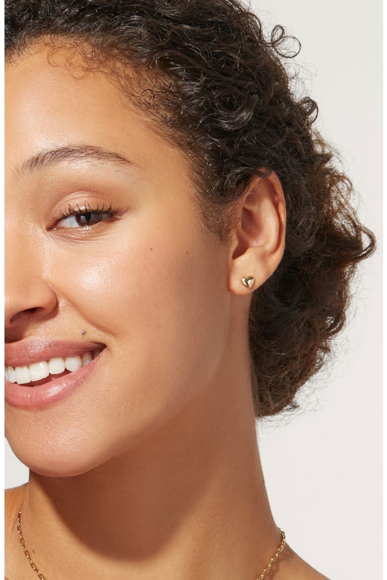Heart Earrings - Lev Studs, Alternate, color, Gold