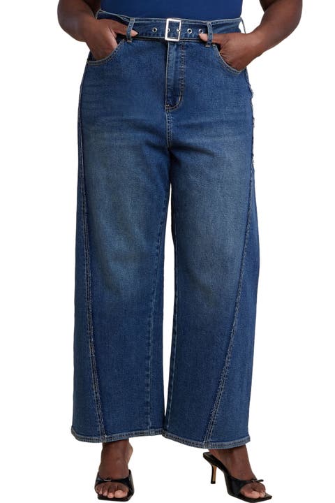 Belted Straight Leg Jean (Plus)