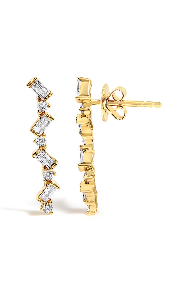 14K Yellow Gold 1/2 Cttw Diamond Zig Zag Drop Earrings, Alternate, color, Yellow