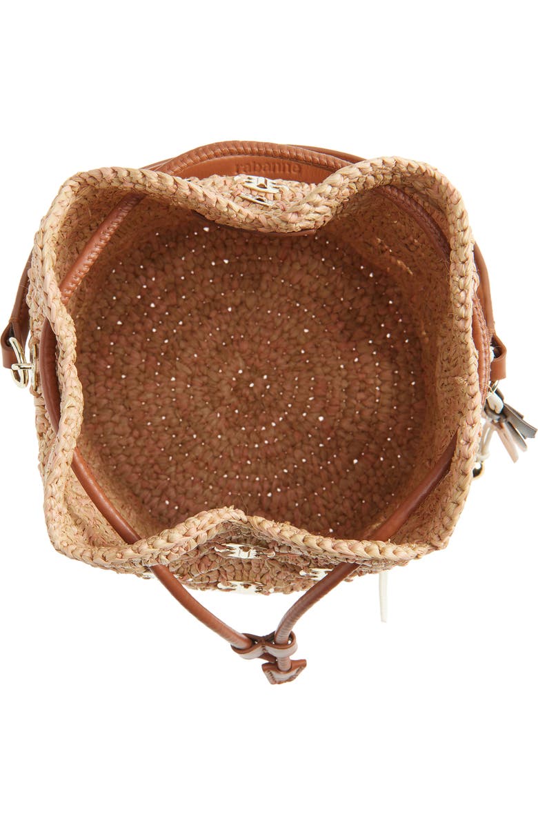 Rabanne 1969 Medium Raffia Bucket Bag, Alternate, color, Peach/ Gold