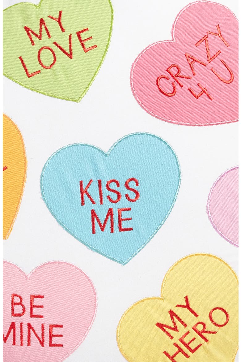Candy Hearts Accent Pillow, Alternate, color, WHITE