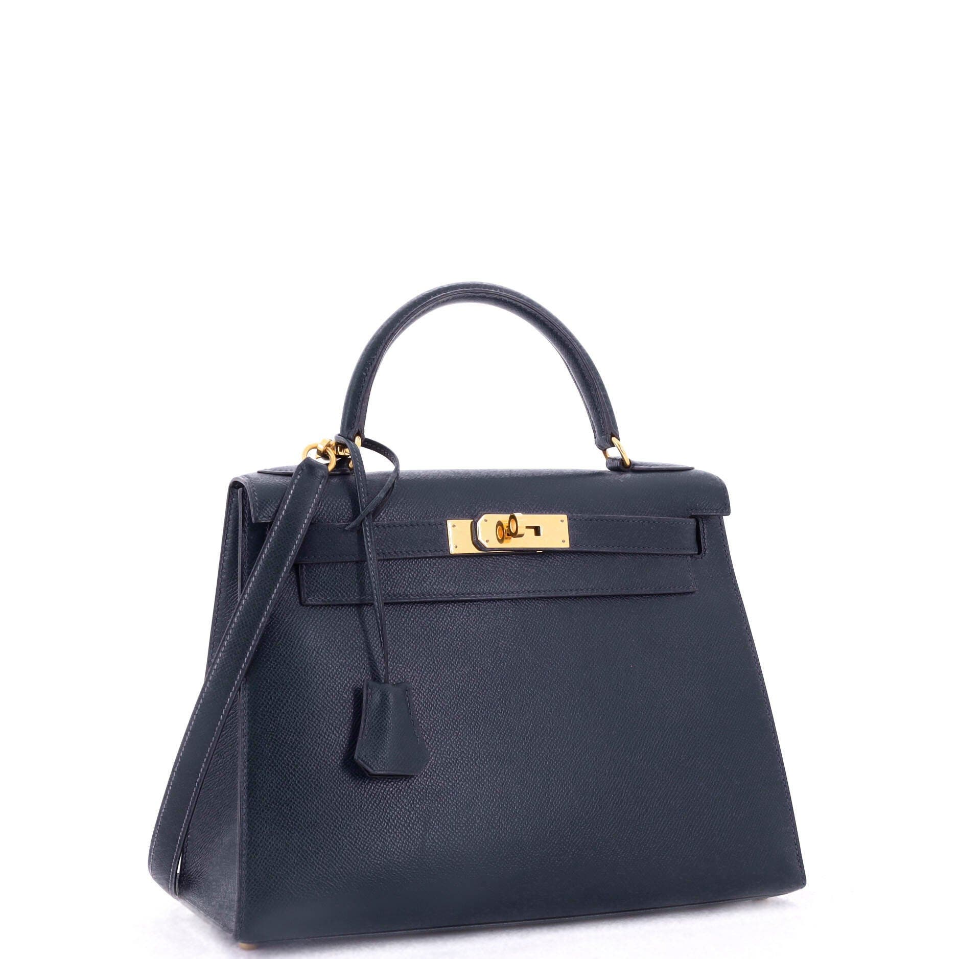 Pre-Owned Hermes Kelly Handbag Blue Courchevel with Gold Hardware 28, Alternate, color, 