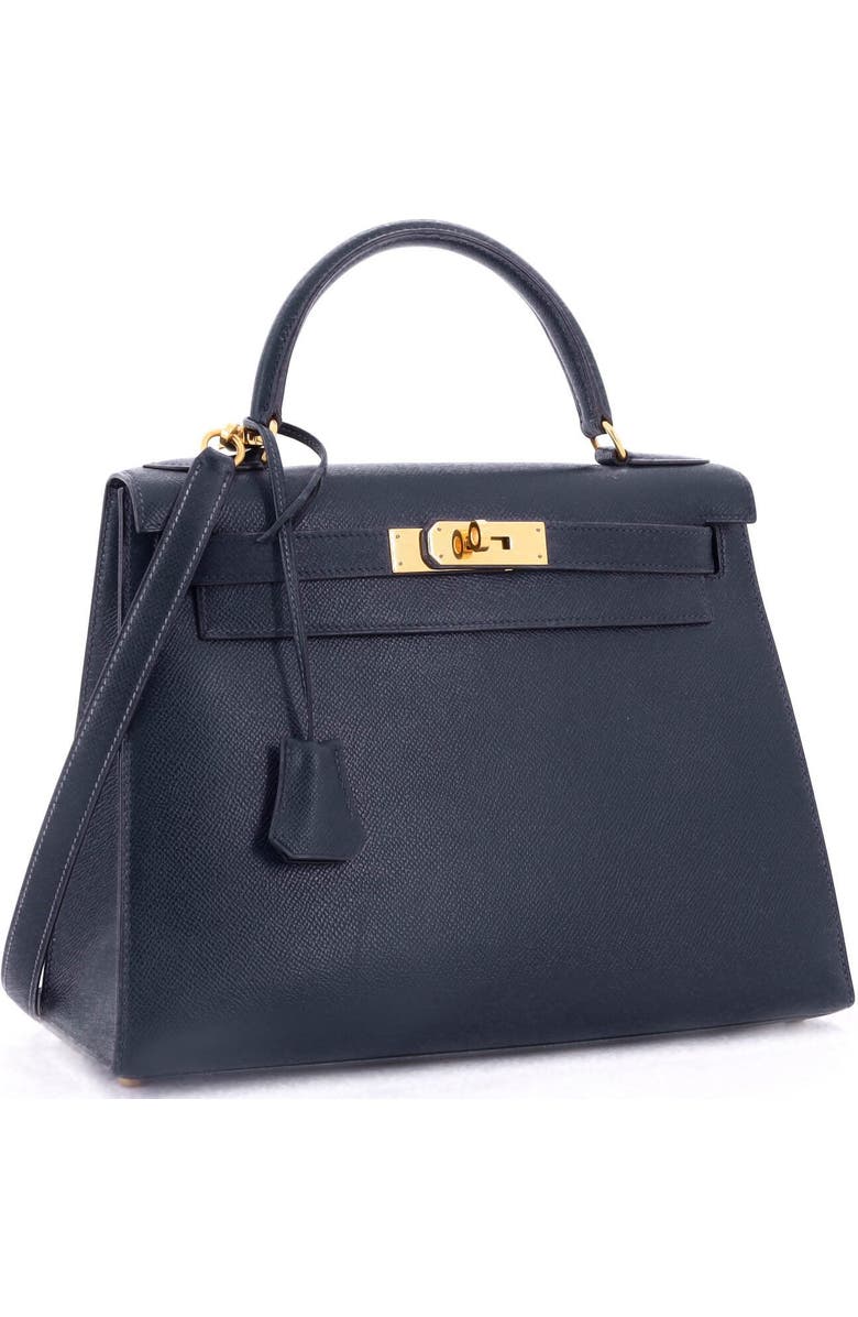Pre-Owned Hermes Kelly Handbag Blue Courchevel with Gold Hardware 28, Alternate, color, Bleu Marine