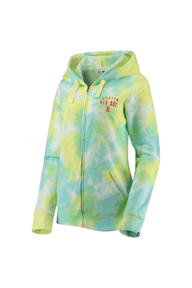 Women's New Era White Boston Red Sox Tie-Dye Full-Zip Hoodie, Alternate, color, White