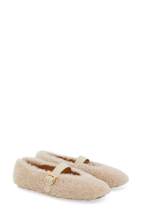 Gancio Genuine Shearling Ballet Flat (Women)