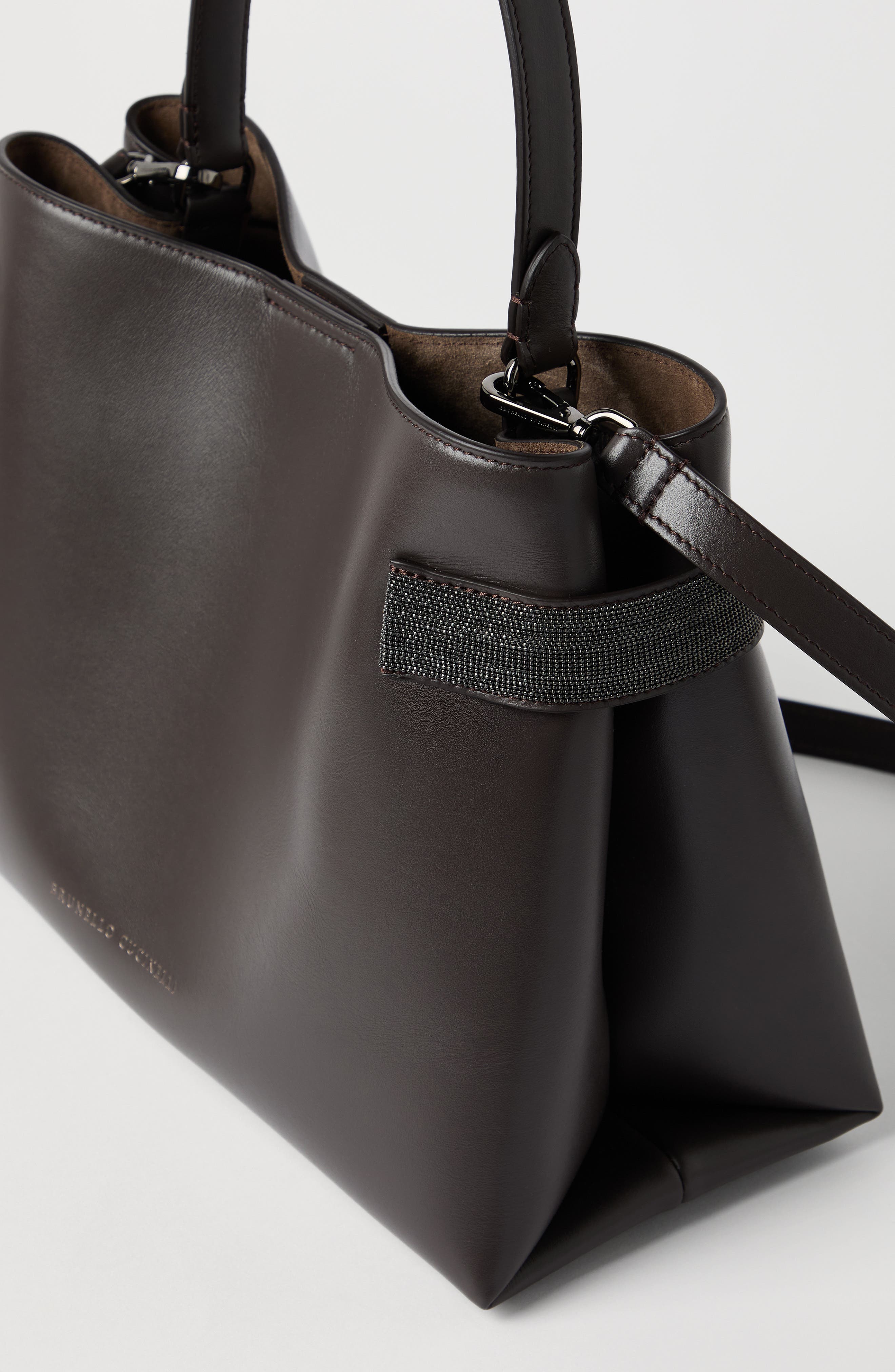 Brunello Cucinelli Top-Handle Essence bag, Alternate, color, Rust Brown